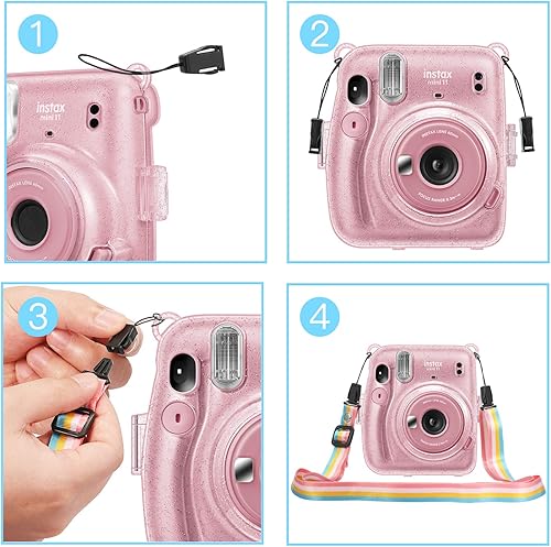 Miniatura 5 de Fintie Funda protectora transparente para cámara Fujifilm Instax Mini 11 de película instantánea - Carcasa rígida de cristal con correa extraíble de