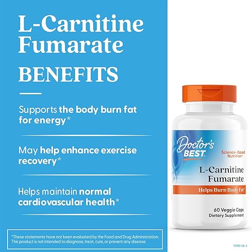 Miniatura 2 de Doctors BEST L-Carnitine Fumarate, Helps Burn Body Fat, Non-GMO, Gluten Free, Soy Free, Vegan 60 Veggie Caps