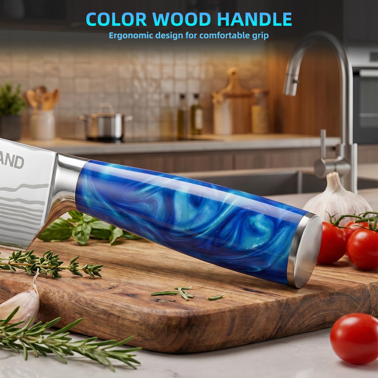 MDHAND Couteaux de Cuisine, Couteau Japonais Tranchant en acier inoxydable en plusieurs tailles avec Poignée confortable, Couteau de Chef Antirouille Cuisine et Cadeau Disponibles