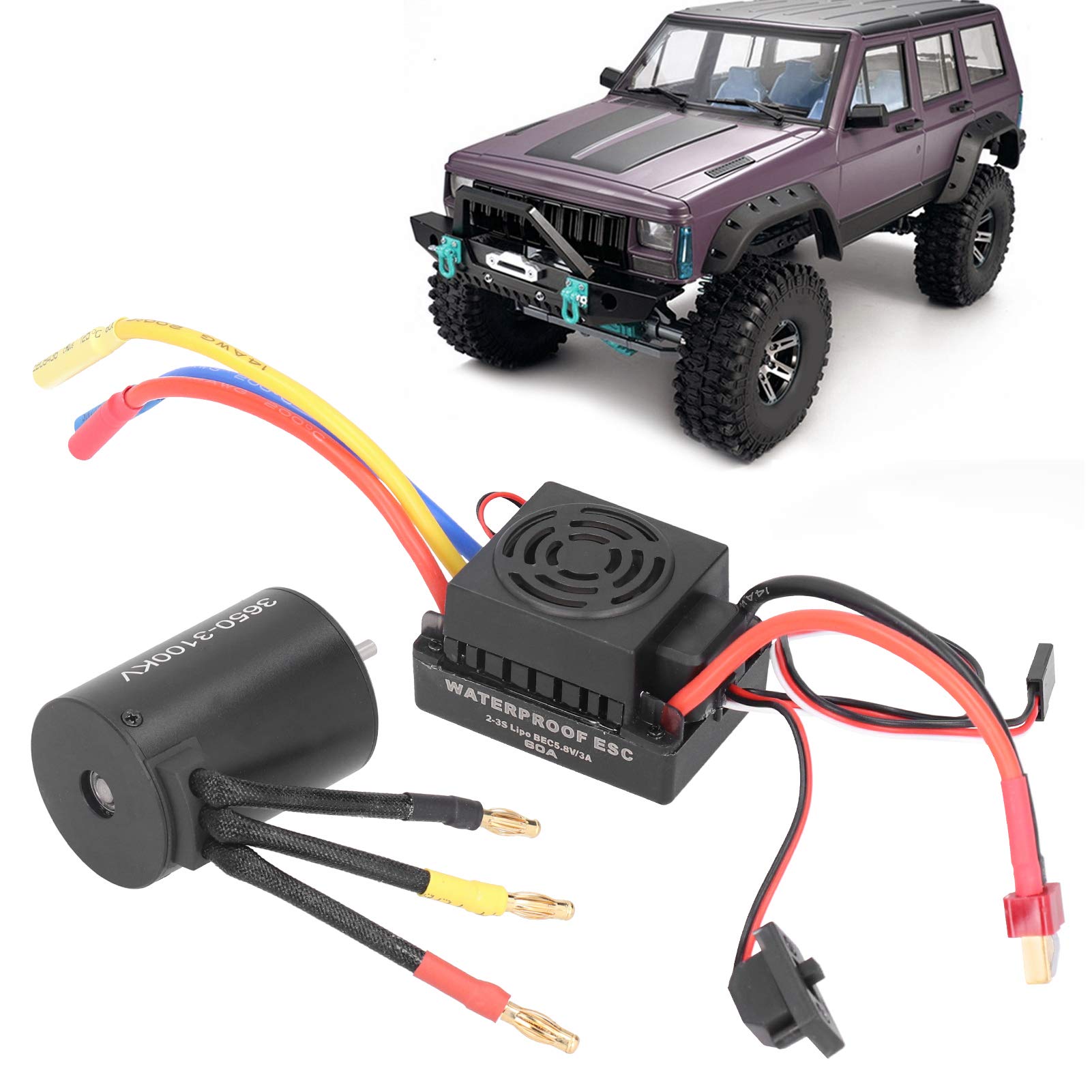 3650 Set di parti ESC senza spazzole per motore brushless impermeabile 3100KV 60A per auto RC 1/10