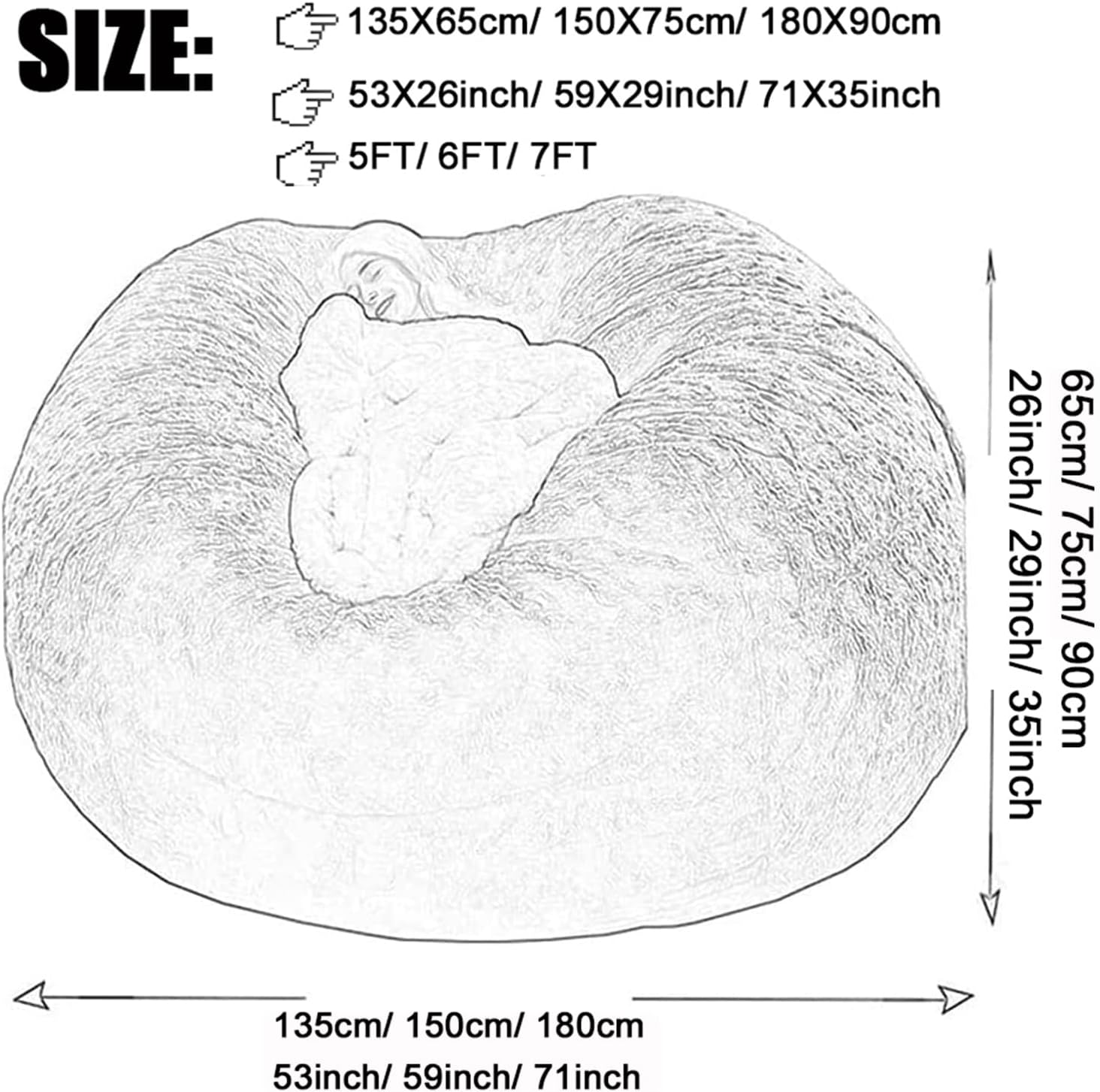 ジャイアントビーンバッグチェアフラシ天ラウンジャービーンバッグ収納チェアビーンバッグソファチェアビッグラウンドソフトふわふわフェイク