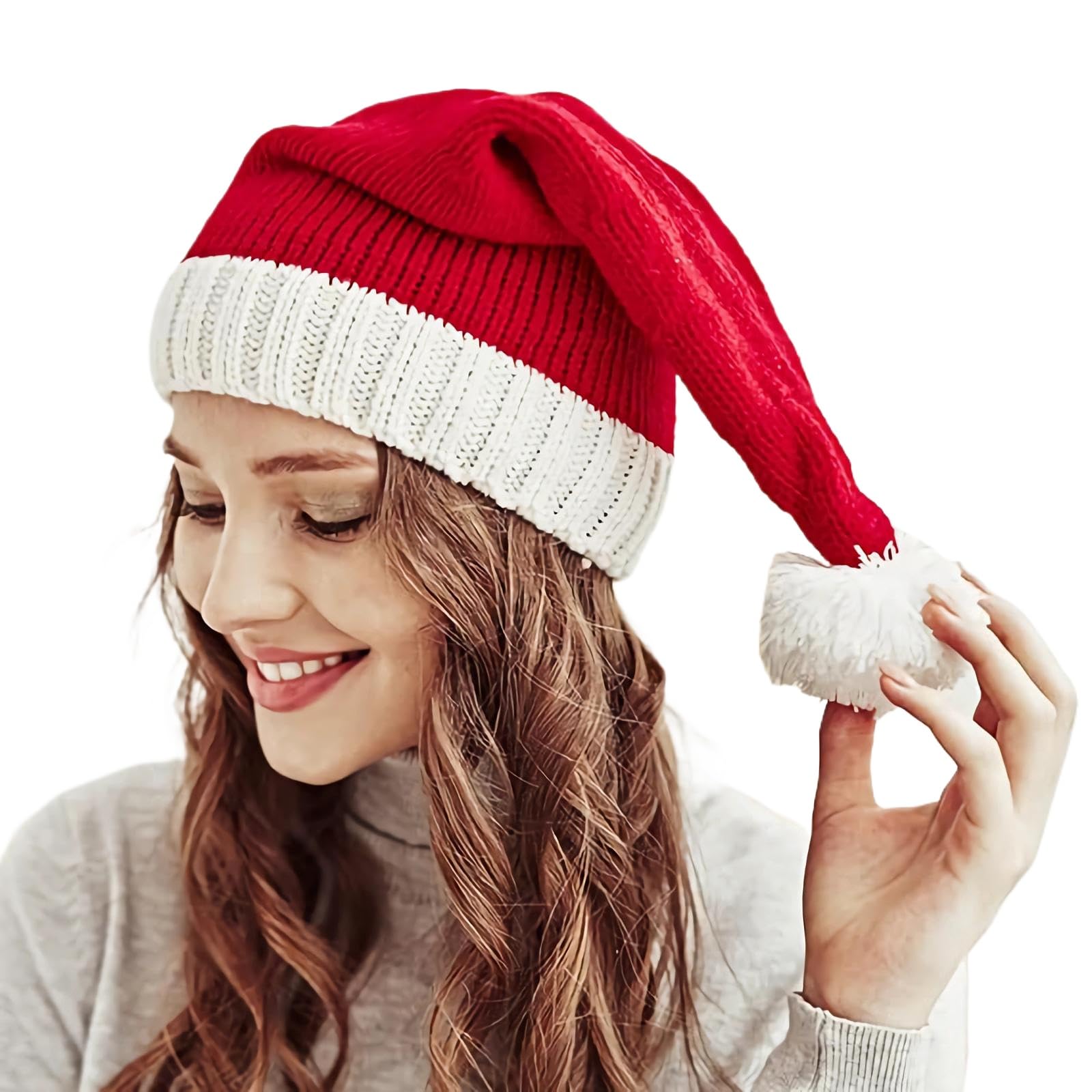 XTAIQD Santa Hat for Adults Unisex Knit Thicken Classic Xmas Hat for New Year Festive Party Christmas Supplies,Christmas Hat for New Year Festive Party Gifts