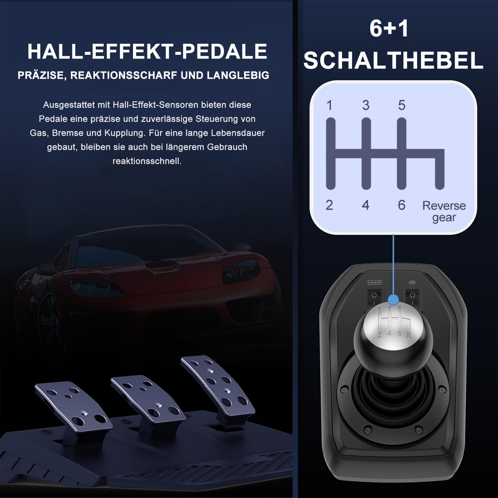 PXN V9 Gaming Lenkrad mit Pedalen und Schaltung - Lenkrad PC, 270&900 Grad, Tool-App, Vibrationsrückmeldung, Schaltwippen - für PC, Xbox, PS4, und PS3
