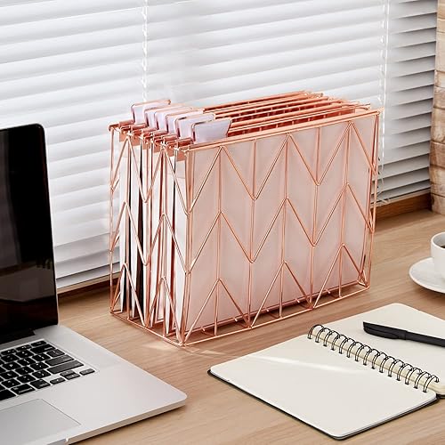 Miniatura 7 de Y YOMA - Carpetas colgantes de bolsillo de almacenamiento, carpetas colgantes decorativas de oro rosa con pestañas reforzadas de corte 15