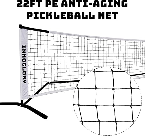 Miniatura 3 de Juego de pickleball con 4 paletas y red, 12 bolas de pickleball, red antienvejecimiento de polietileno de 22 pies, marco antioxidante, 4 paletas de