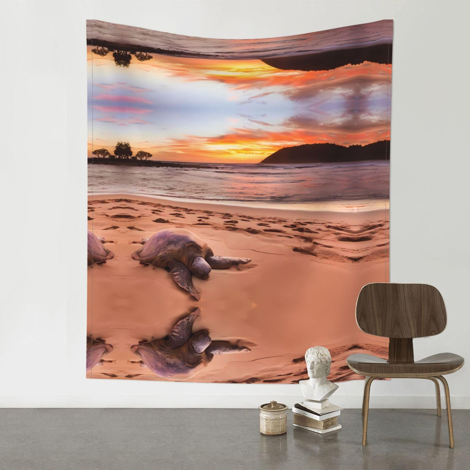 HJFCZH sea turtle sunset Prints Wall Tapestry 60x51in – Boho Decor Throw for Bedroom, Dorm, Beach Cover & Picnic Blanket