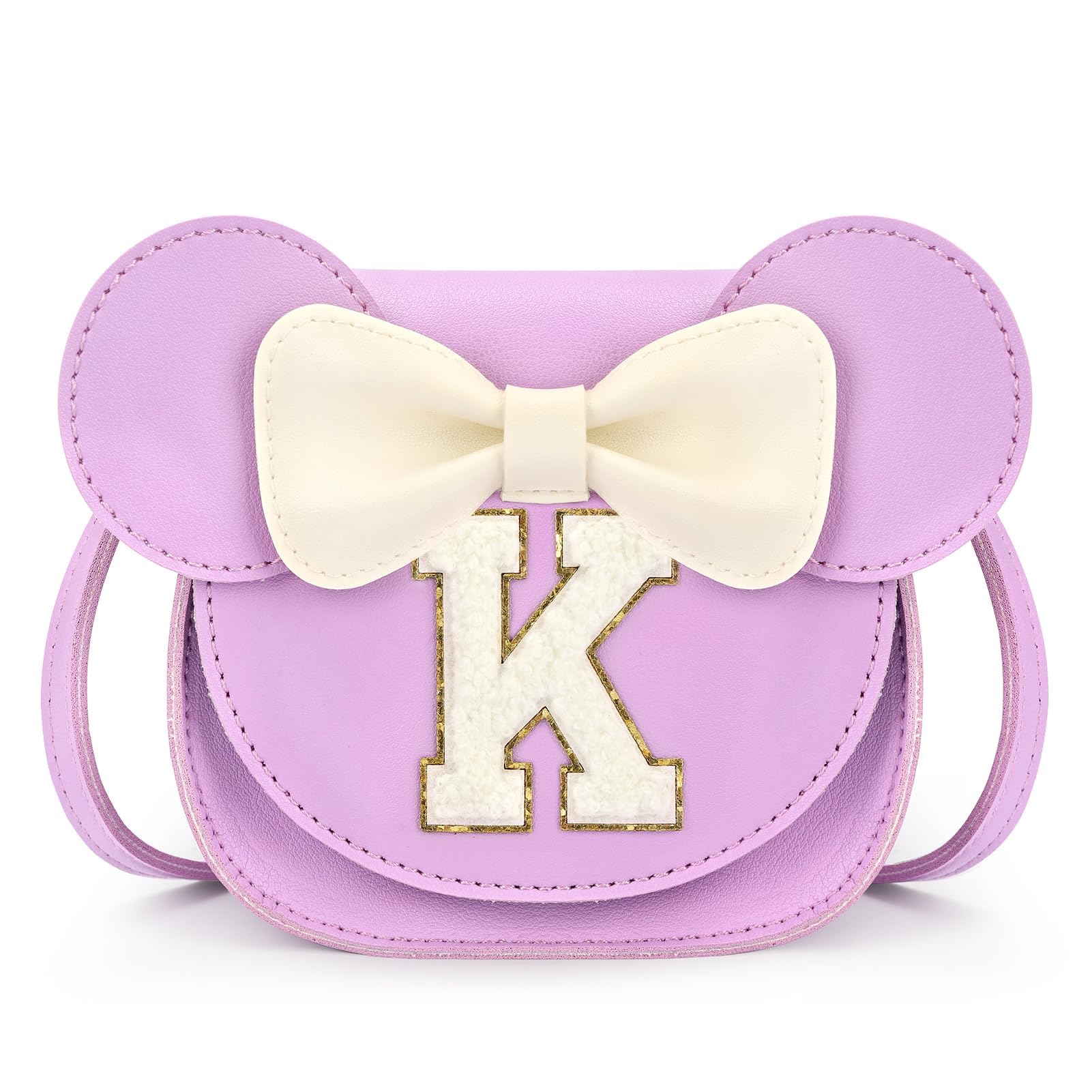 mibasies Toddler Purse 3-8 Girls, Purple Letter K Birthday Gift