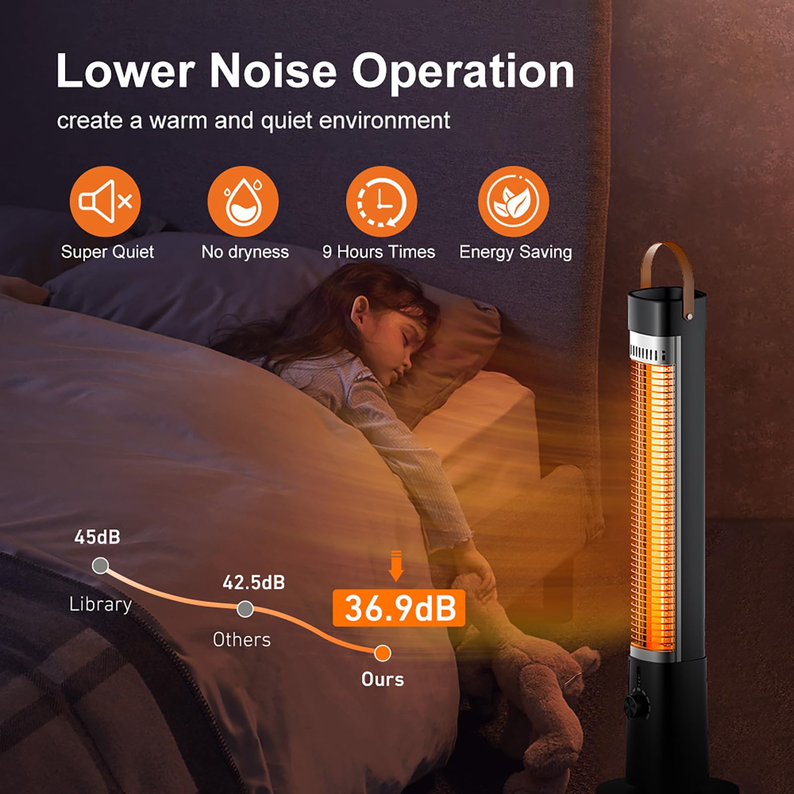 Cftort Space Patio Heater with 9 Heat Levels,1500W Instant Portable Electric Tower Heater for Garage Room Outdoor and Indoor Use,Infrared Heater with Remote,9H Timers,Waterproof,Child Lock