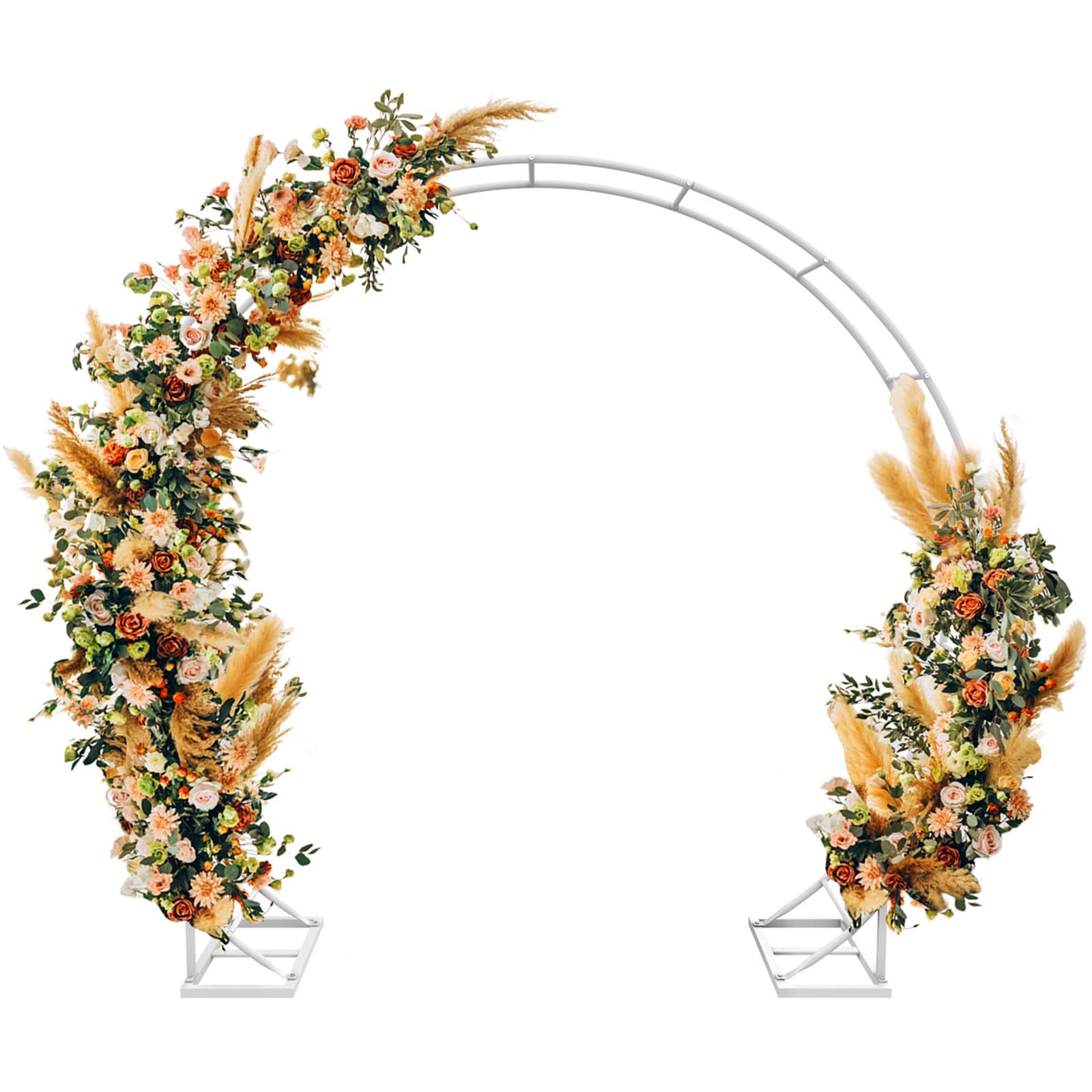 Extra Large Wedding Arch for Ceremony,7.8x6.5FT Double Round Backdrop Stand,Circle Balloon Arch Stand with Base for Party Supplies,Outdoor Garden Trellis for Climbing Plant