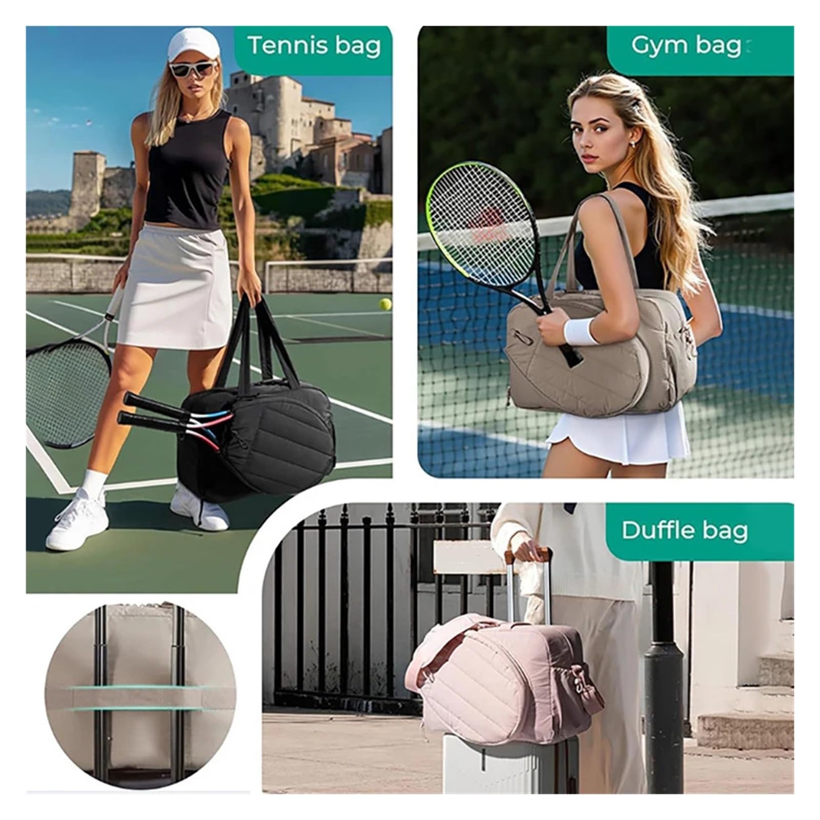 Mochila Tenis Mochila Profesional for Raquetas: Bolsa De Tenis De Calidad Turística con Zona Ventilada for Zapatos Y Almacenamiento Multicapa (Organizador De Equipo Deportivo)