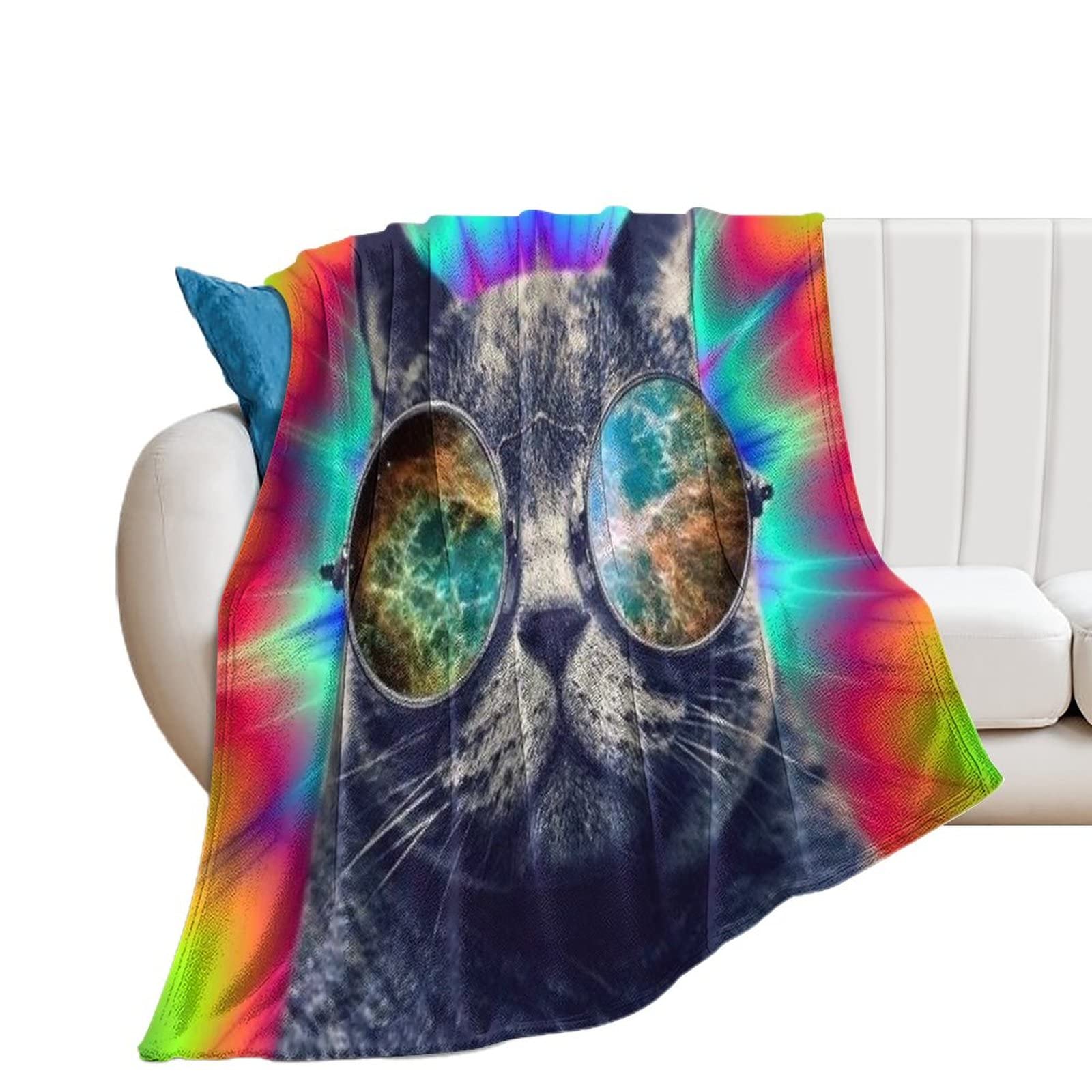 Couverture polaire chat pour canapé, plaid doux imprimé idéal pour vos soirées cocooning en famille