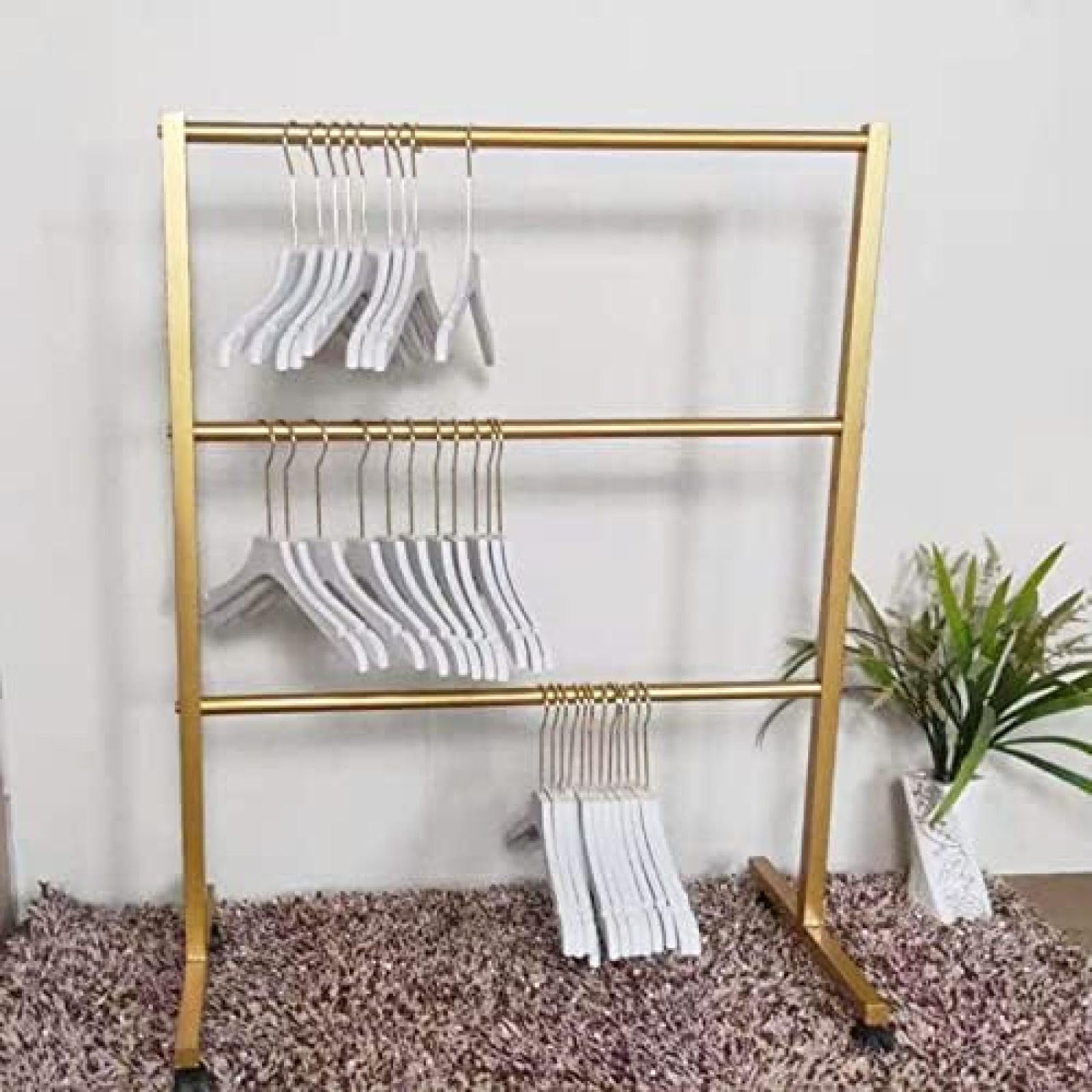Estante De Almacenamiento Multifunción para Sombreros/Bolsos/Calcetines, Organizadores De Soporte De Sombrero De Metal De 3 Niveles con Ruedas, Soporte De Exhibición De Gorras De Béisbol,Oro,YUYAN