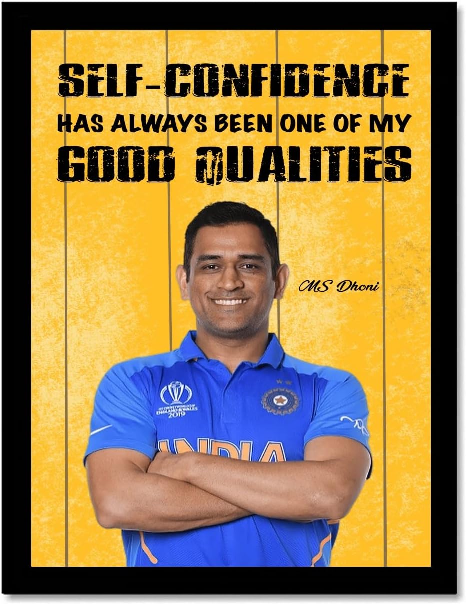 ART DESIGN- MS Dhoni photo frames for wall - motivational quotes frames - MS Dhoni poster for wall – (13 X 10 Inches)