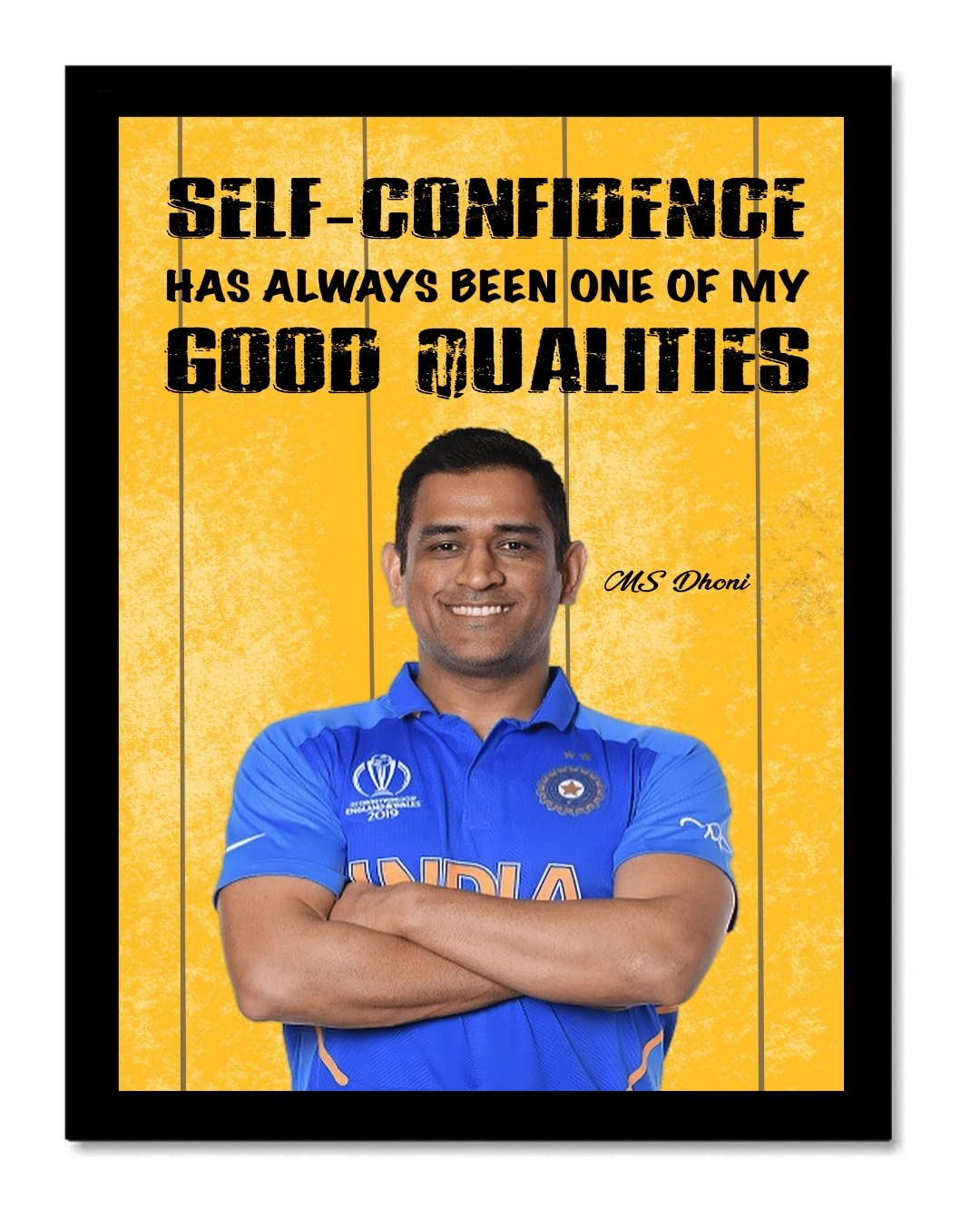 ART DESIGN- MS Dhoni photo frames for wall - motivational quotes frames - MS Dhoni poster for wall – (13 X 10 Inches)