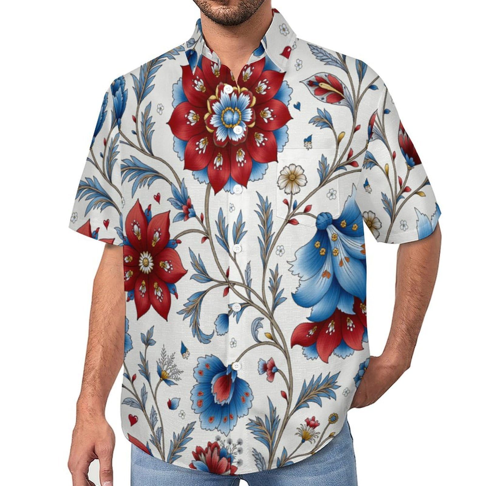 Camicie a Maniche Corte da Uomo - Camicie da Spiaggia con Stampa Elegante Floreale Artistico Tradizionale, Funky Estiva Cool Camicia Hawaiana Monopetto Camicia S-7XL