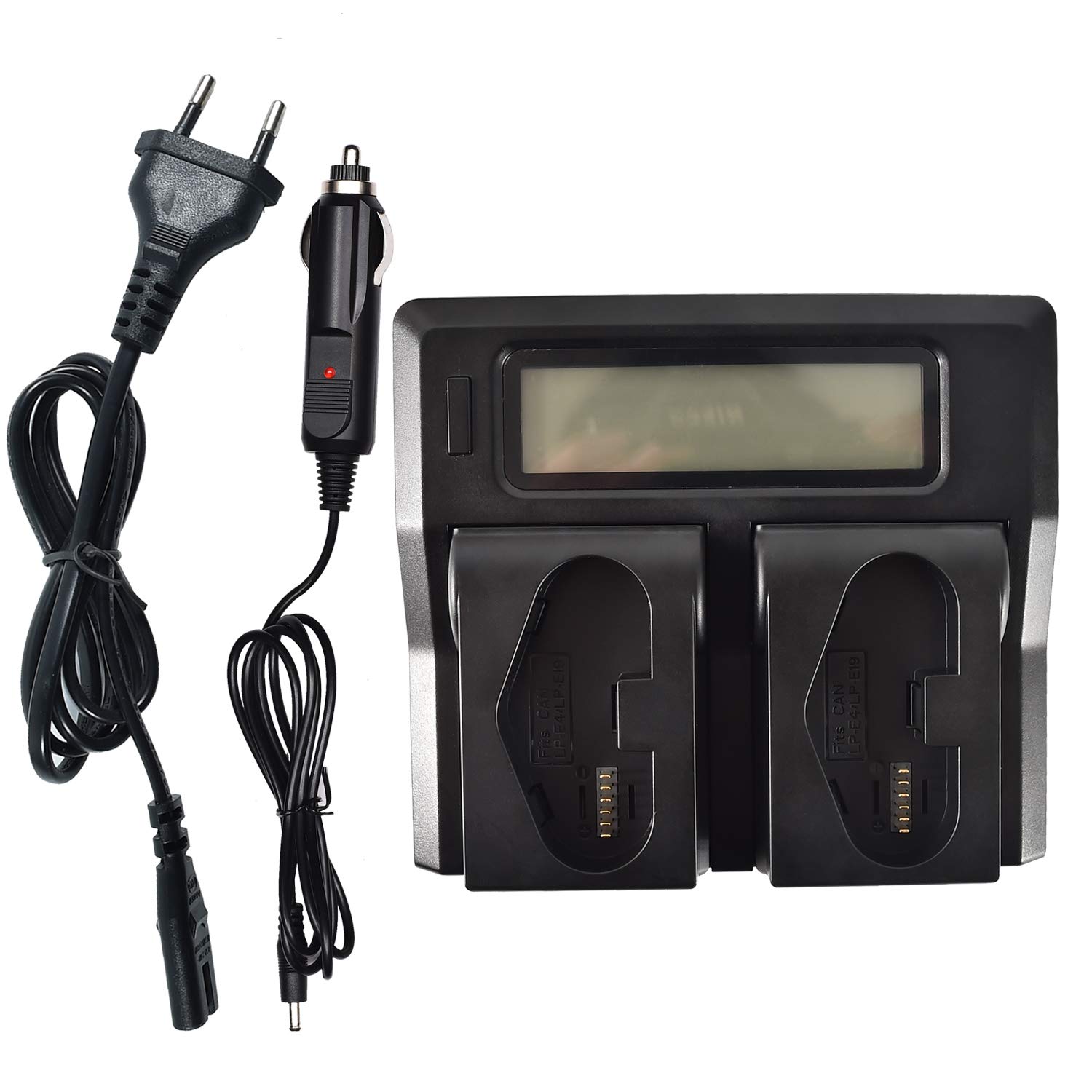 DSTE® LCD 1.5A Fast Charging Dual Batterie Ladegerät (EU-Stecker) Compatible für Canon LP-E4 LP-E4N LP-E19 als LC-E19