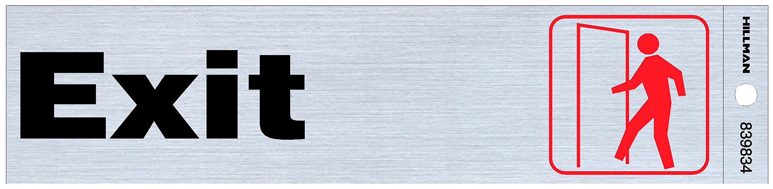 Hillman 839834 Exit Self-Adhesive Sign (2" x 8"),Silver