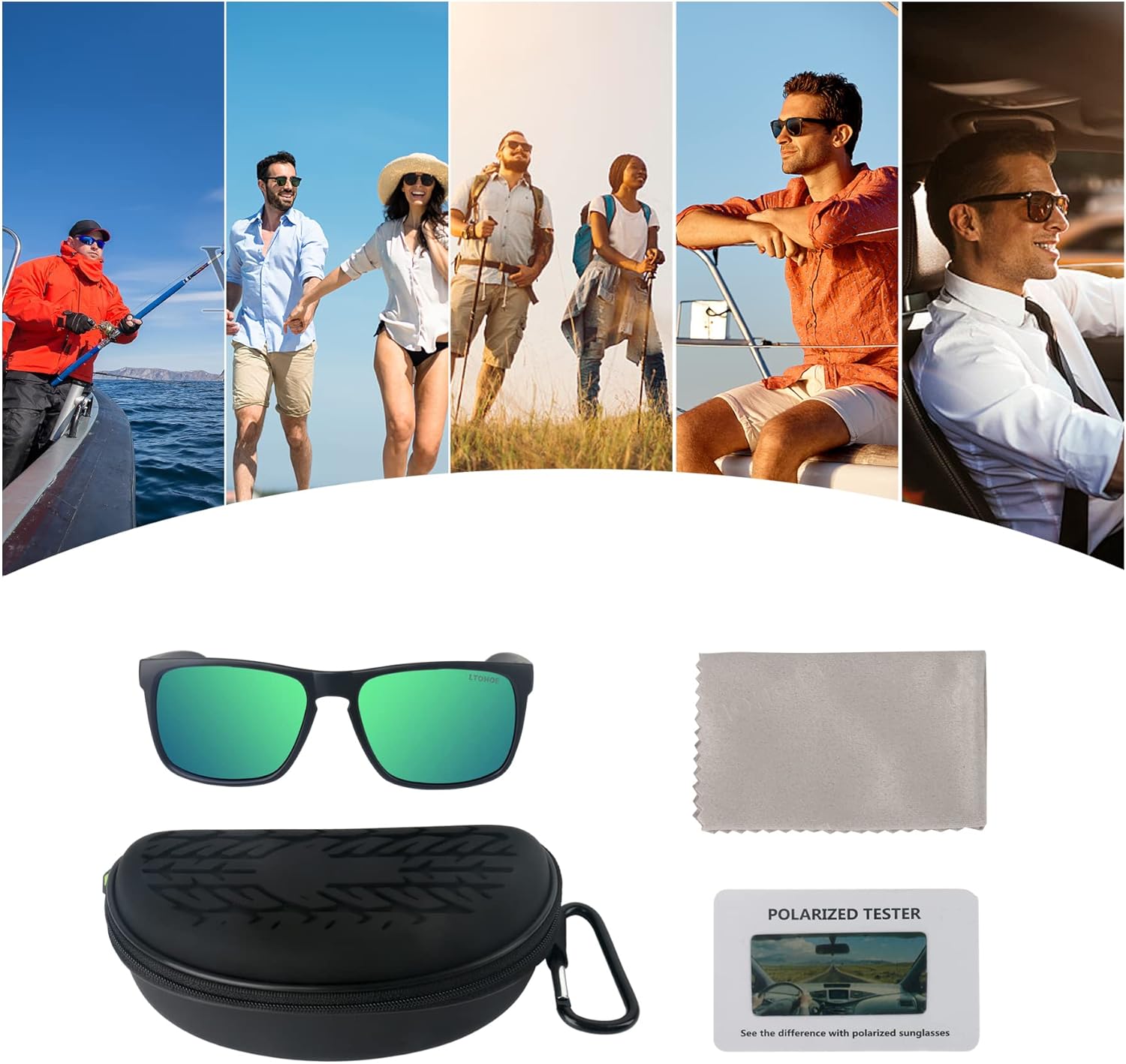 Polarized Sunglasses for Men and Women, Fishing Boating Driving Sport Beach Sunglasses UV400 Protection, Mirrored Scratch Resistant Lightweight TR90 Frame Rectangle Sunglasses : Clothing, Shoes & Jewelry