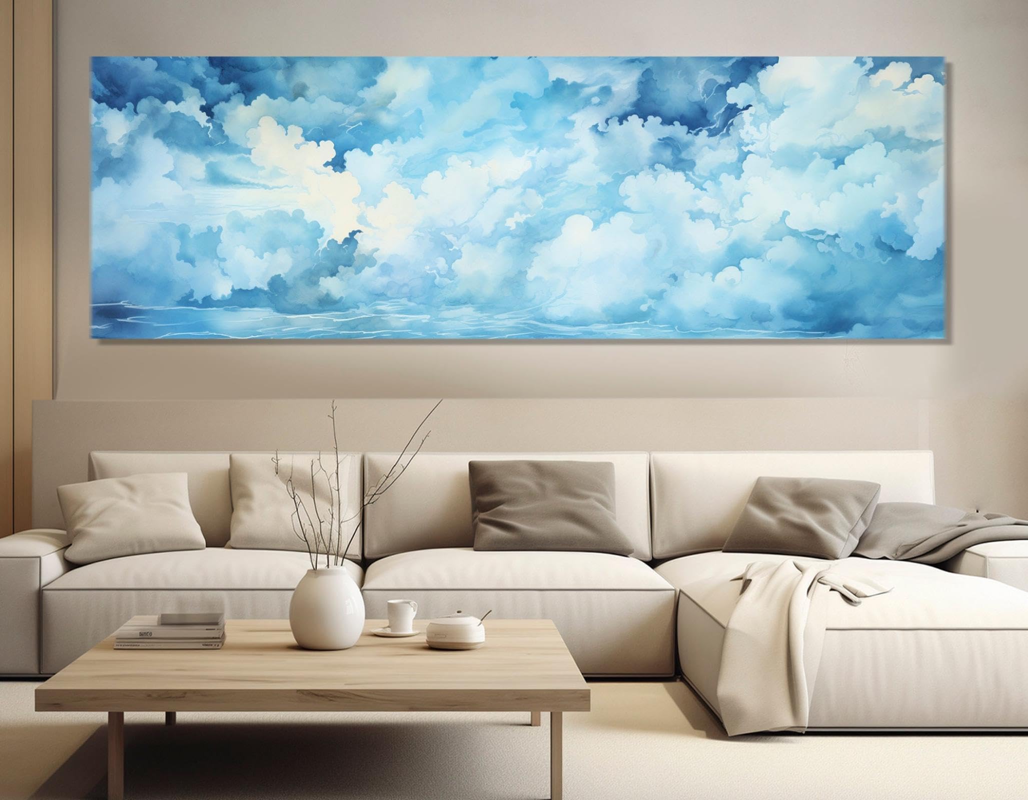 Impression sur toile grand format ciel zen 60x180 cm pour deco murale - 8