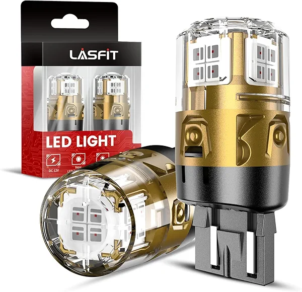 LASFIT 7443 LED Brake Tail Light Bulb, Super Bright 7444NA 7443R 7444 7440 7440A for Stop Parking Lights, W21W WY21W 992, Only for Standard Socket, Red (2pcs)