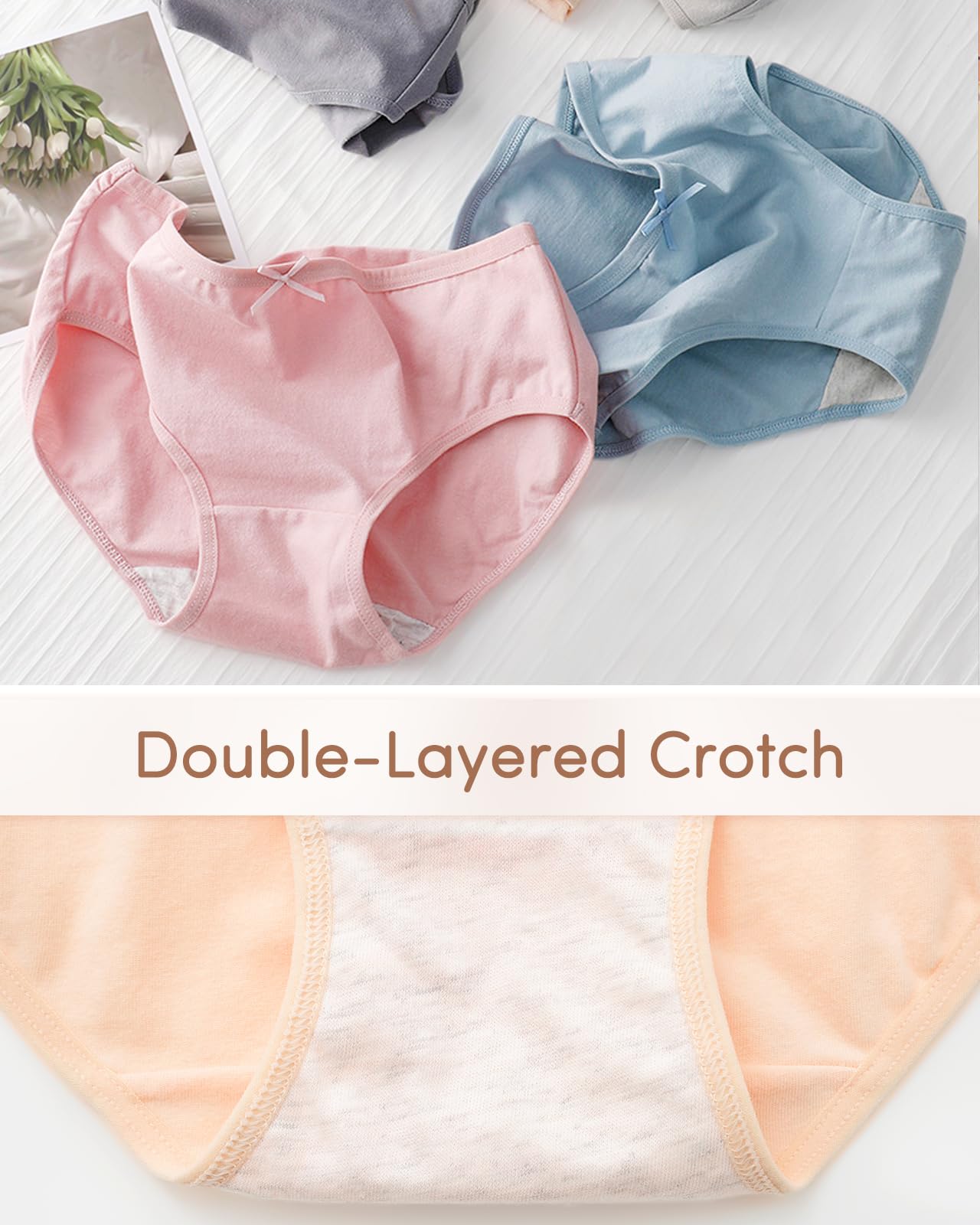 Domee Slip Cotone Intimo Tinta Unita Mutande Ragazza Pacco da 8