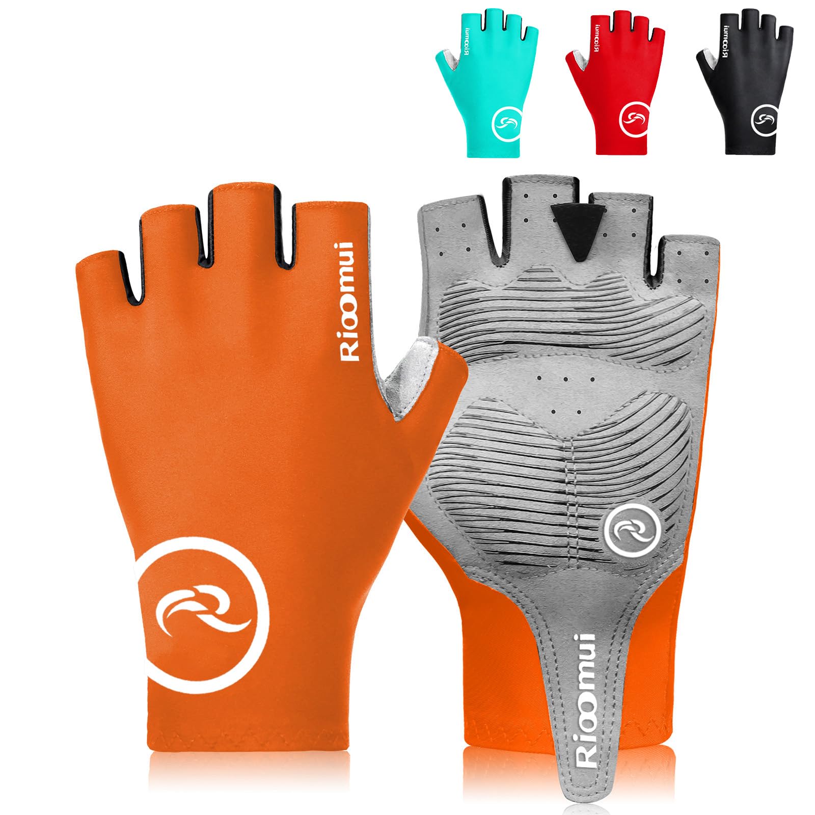 Cycling Gloves,Anti-Slip 5mm Padded Biking Gloves for Men Women Shock-Absorbing Summer Breathable for Road Bicycle Commuting Orange Asia-M=US-S