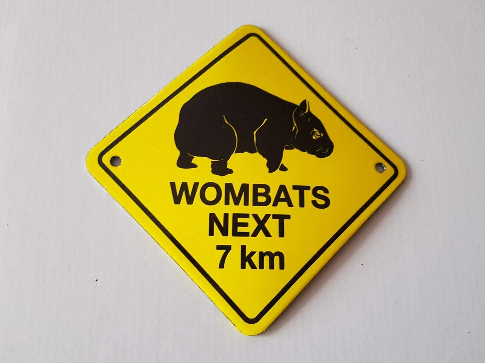 BCTS Wombats Next 7 Km Outback Sign Funny Metal Sign Crossing Traffic Novelty Square Sign 12x12 inch