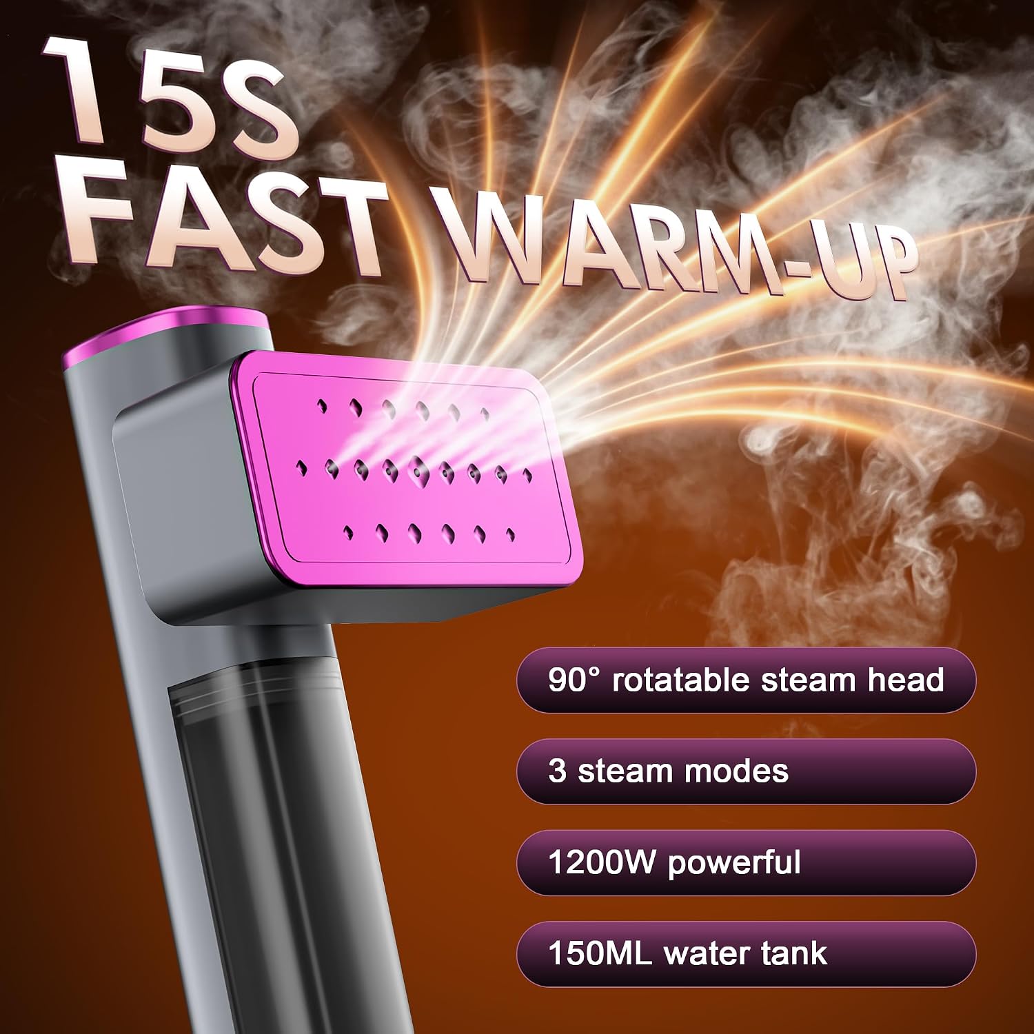 Travel Steamer Iron for Clothes, 100V-240V Portable Iron, 15s Fast Heat Up, 2 in 1 Handheld Steamer & Iron, LED Display, Fabric Quick Wrinkle Remover for Global & Europe