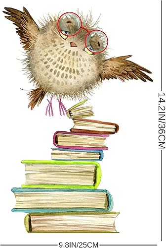 Miniatura 9 de Calcomanías de pared con diseño de búhos y libros, lindos animales, papel tapiz educativo para despegar y pegar para habitación de niños, rincón de