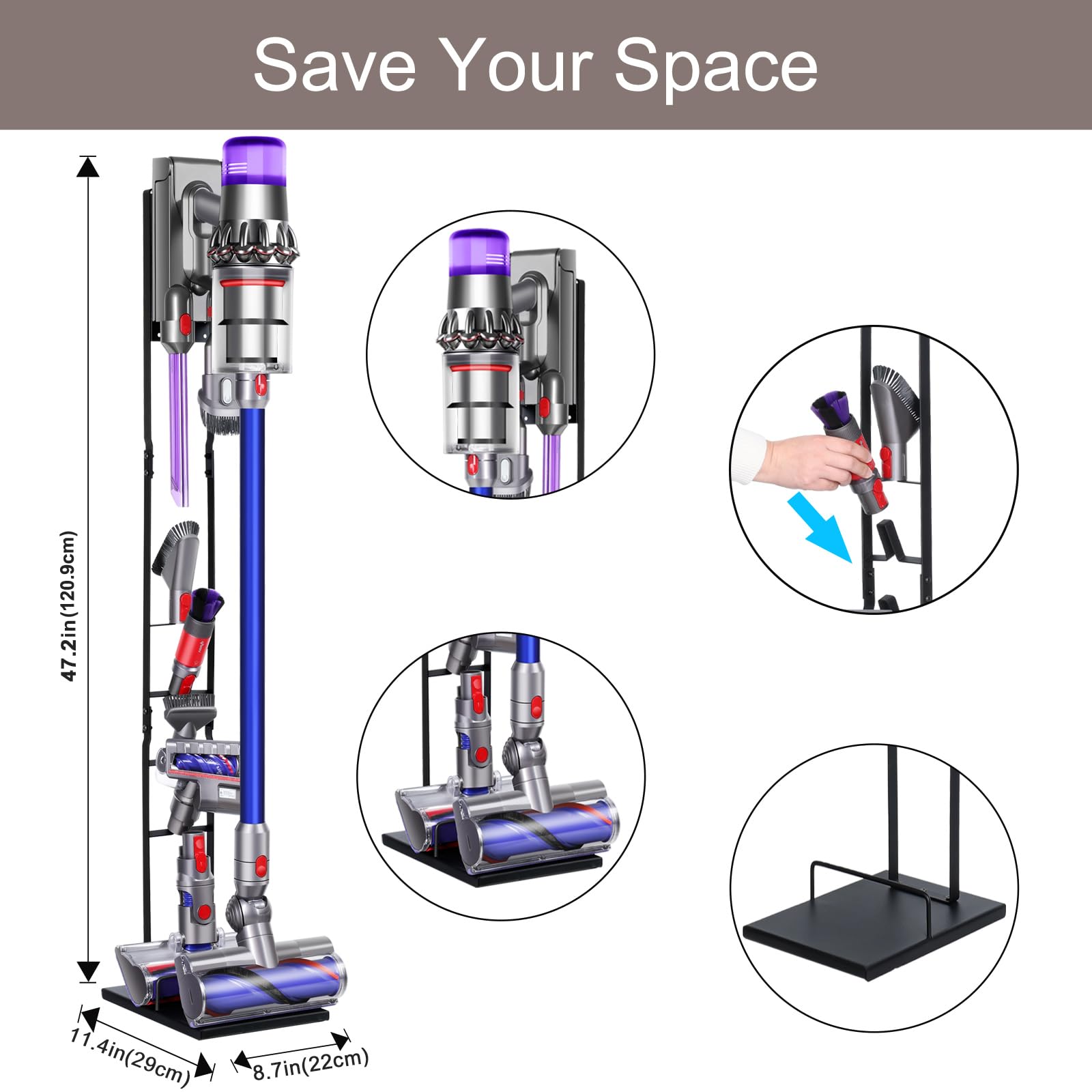 AOBEIQI Vacuum Stand Compatible for DysonV15V11V12V10V8V7V6,Metal Storage Bracket Compatible for Dyson Handheld Cordless Vacuum Cleaners & Accessories & Attachments?Equipped with Trigger Lock