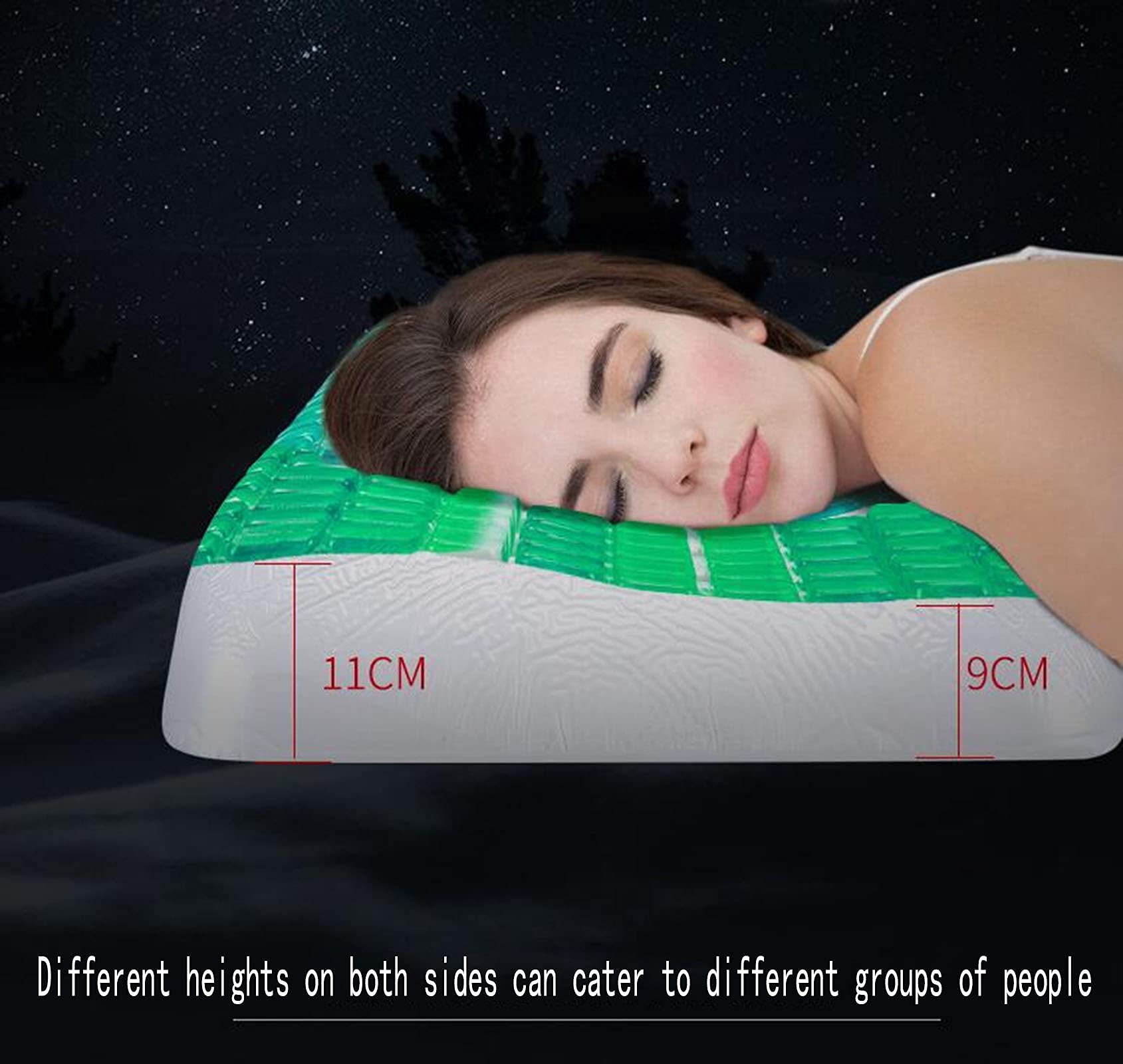Almohada de Cama, Almohada Cervical, Almohada de Gel Almohada ergonómica, Verano Fresco Almohada de Espuma de Memoria