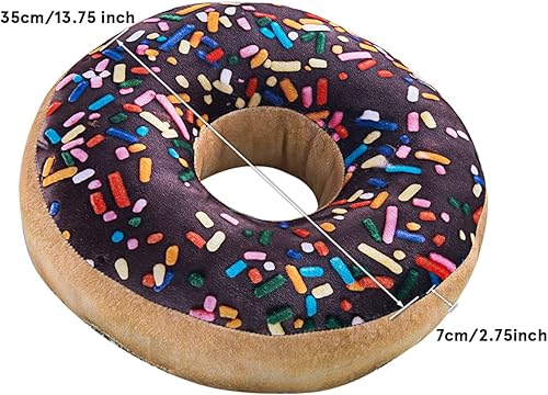 Miniatura 2 de HYSEAS Almohada redonda de 14 pulgadas, dona de chocolate, impresión digital 3D, decorativa, cómoda, suave, divertida, con forma de comida, cojín de