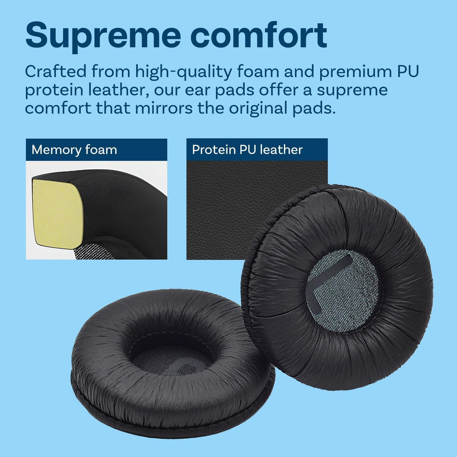 Street27® Earpad Cushion Compatible with JBL C300SI, T250SI, T450, T460BT, T600, T500BT, 520BT Headphones, Frog Leather & Soft Memory Foam 70mm Ear Pads Cushions (Black) — Amazon image 3