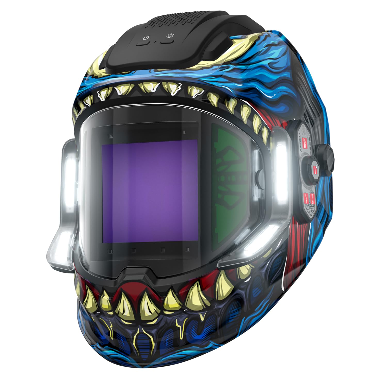 ANDELI Casque de Soudage Automatique Welding Helmet – 4 LED True Color Vision Panoramique 180° 9,5x9,1cm + Vitres Latérales 6 Capteurs 1/30000s 2400mAh USB-C Teinte 4/5-9/9-13 TIG/MIG/Cut/Grind