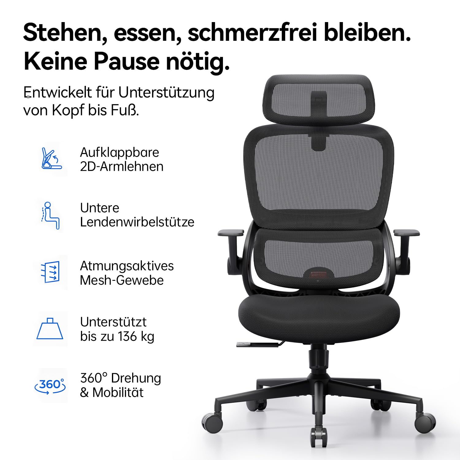SIHOO B100 SE Bürostuhl, Schreibtischstuhl mit dynamischer Lordosenstütze
