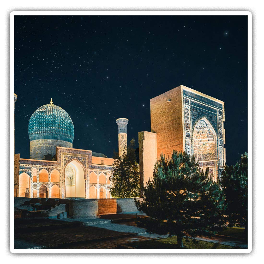Square Stickers (Set of 2) 7.5cm - Samarkand Uzbekistan City Fun Decals for Laptops,Tablets,Luggage,Scrap Booking,Fridges, #3639