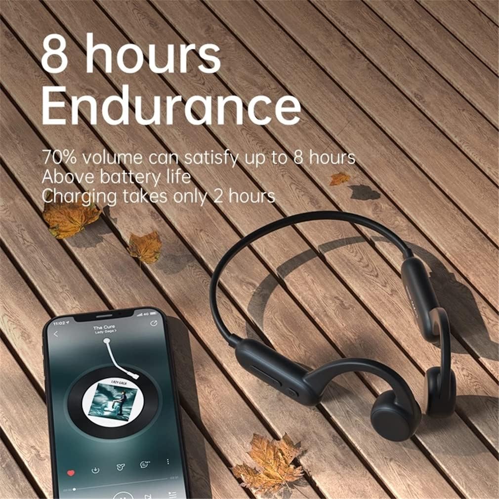 YODZ Bone Conduction Headset Bluetooth Earbuds IPX8 Waterproof Open Ear Wireless Headphones with Mic, Intelligent Noise Reduction and Stereo Sound, for Sports and Games