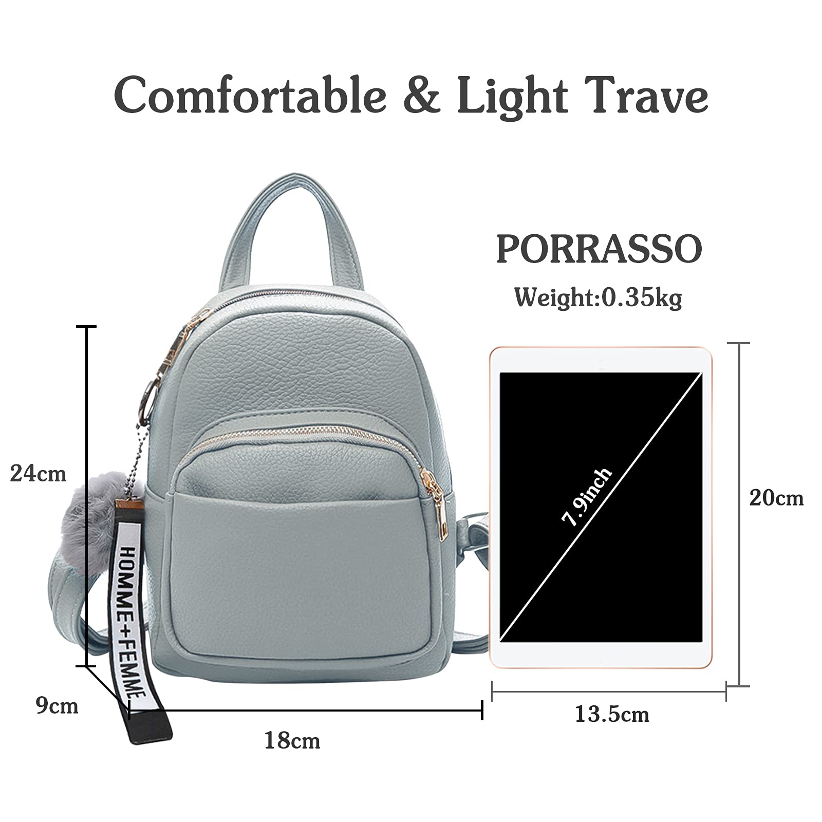 Mode Mini Rucksack Damen Kleiner Daypack mit Pompon Mädchen PU-Leder Rucksäcke für Reisen Dating Täglicher Gebrauch