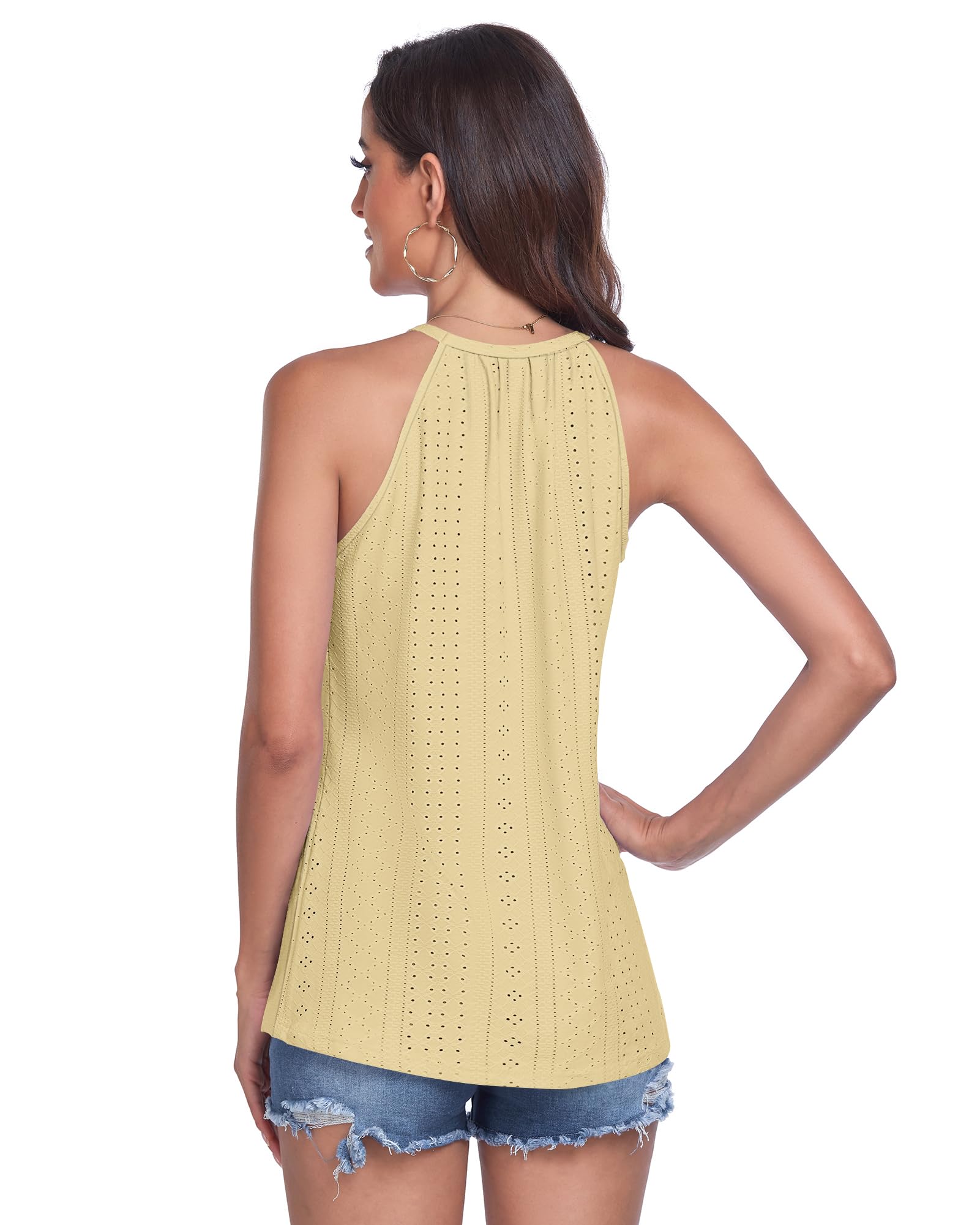 WNEEDU Canotte Donna Estiva Top con Collo Halter Senza Maniche Cami Shirt Canotta Donna Elegante