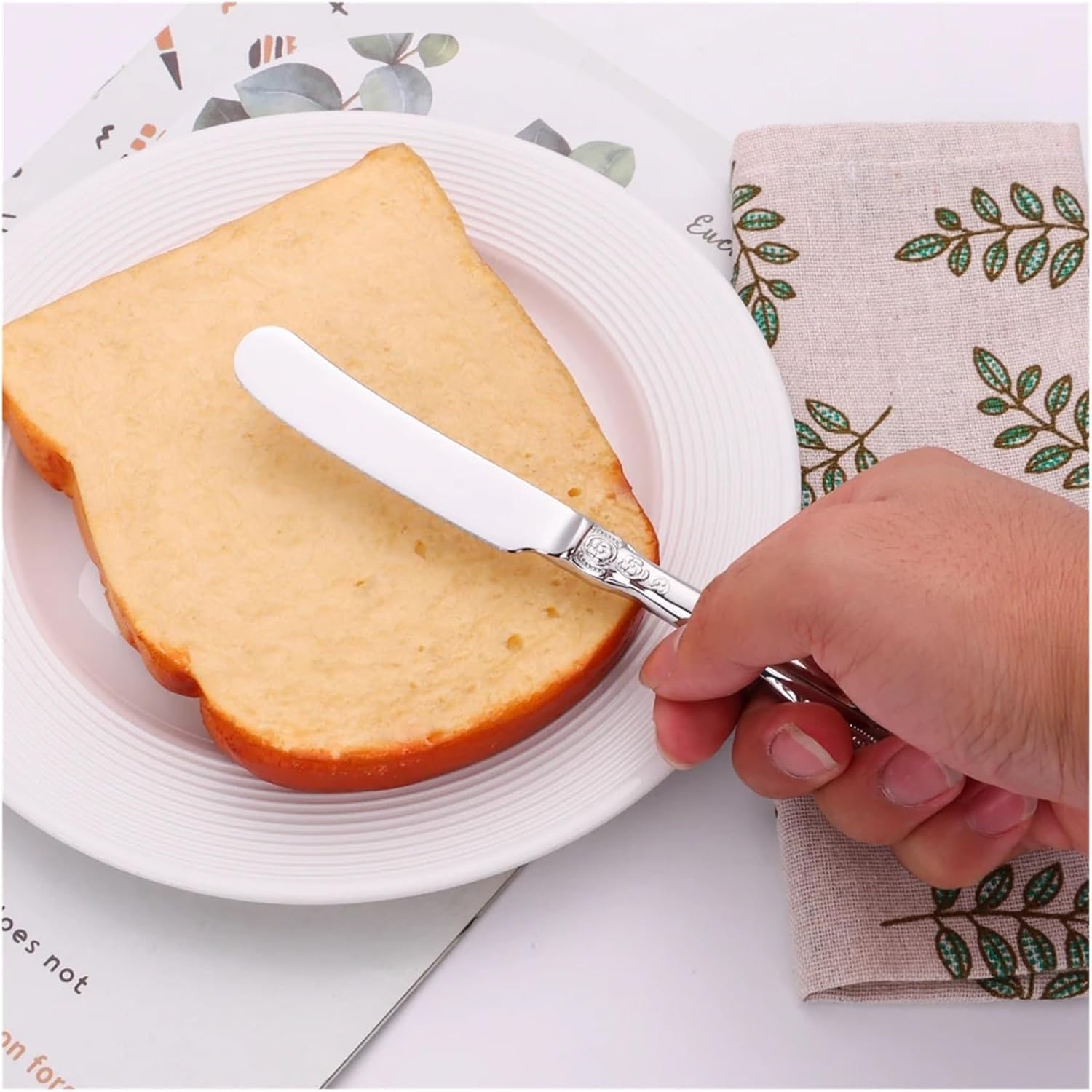 Fit for 6.8" Butter Spatula Knife with Hollow Handle - Gold Accent Oil Spreading Knife for Pastry, Jam, and Cheese Spreading(4pcs-Silver)