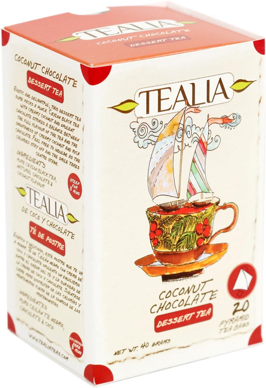 TEALIACoconut Chocolate 20 x 2g Pyramid Tea Bags