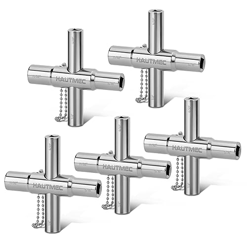 HAUTMEC 5pcs 4 Way Sillcock Water Key Faucet Valve Tool