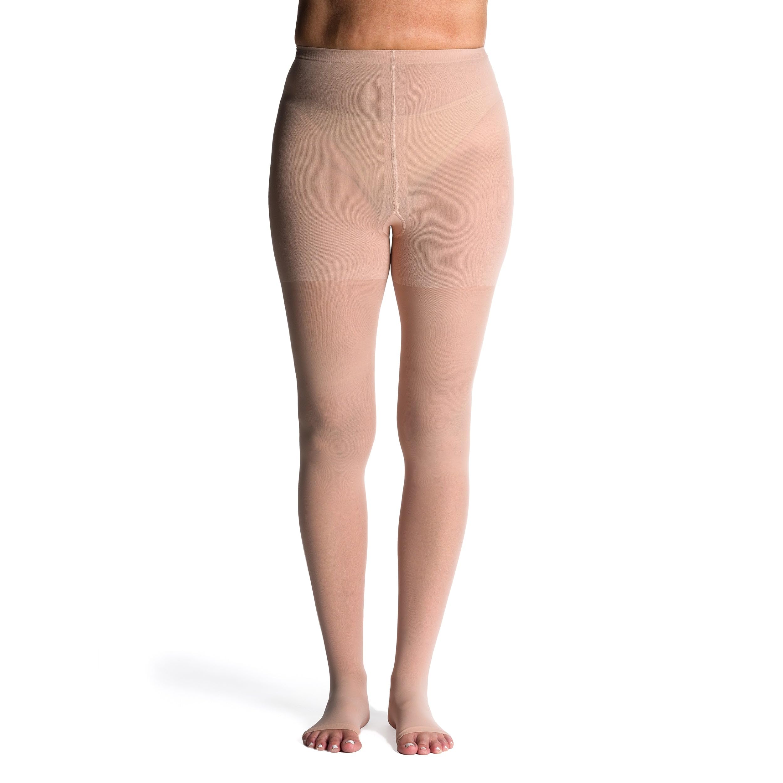 SIGVARIS Women’s Style Sheer 780 Open Toe Pantyhose 15-20mmHg - Warm Sand - Medium Short