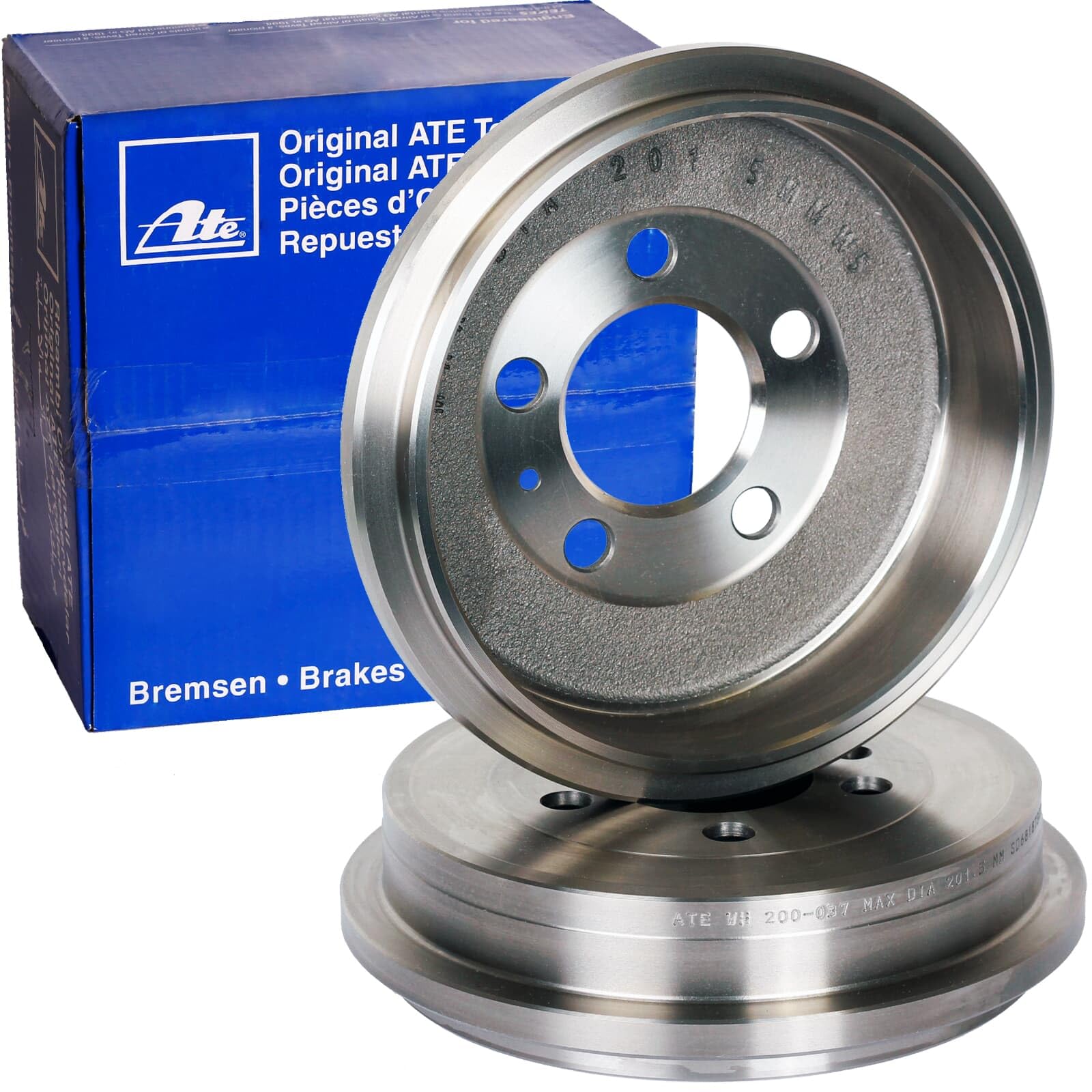 2x ATE Bremstrommel + Topkit Bremsbackensatz Vormontiert | 2x 24.0220-3027.1 + 03.0520-6522.3 Kompatibel mit Cabrio (450),City-Coupe (450),Crossblade (450),Fortwo Cabrio (450),Fortwo C