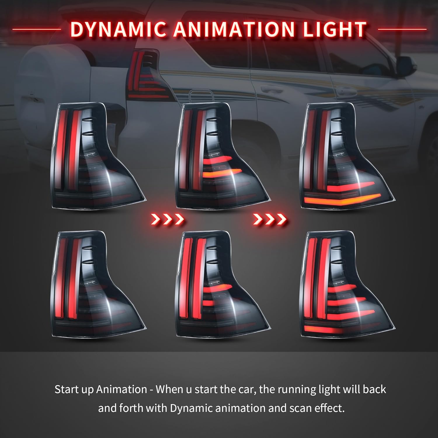 VLAND LED Tail Lights Compatible With LEXUS GX 460 GX400 2010-2022, W/Sequential Turn Signal, Smoked Lens, Dynamic Rear Lights