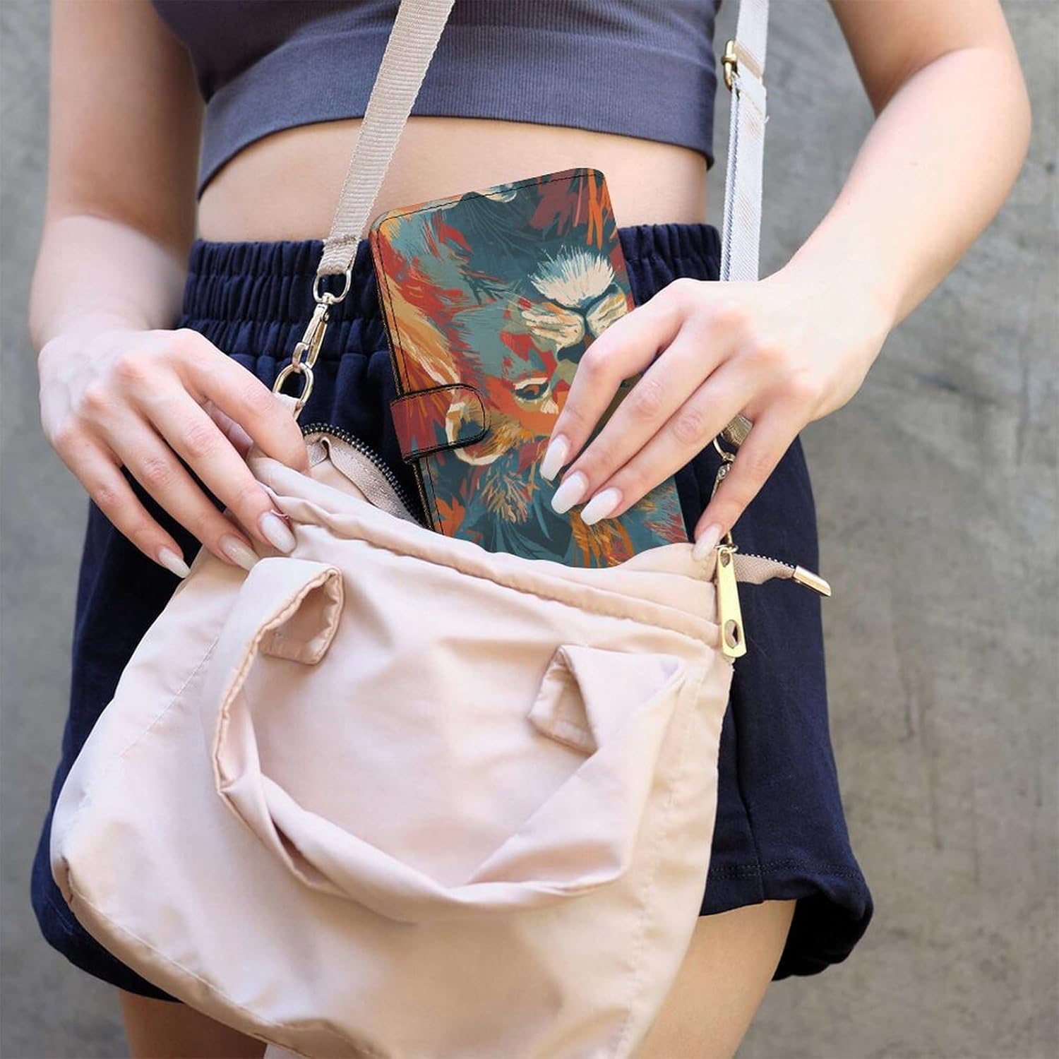 Tie-Dye Lion Floral Womens Wallet for Men Slim Purse Clutch Handbag with Card Holder