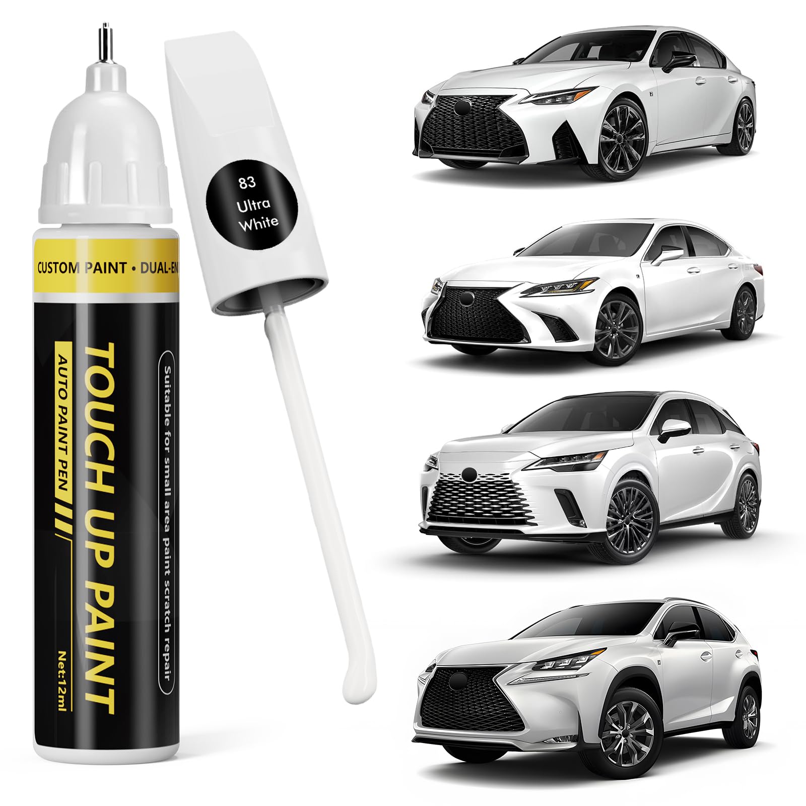 (Ultra White (83) Car Touch Up Paint for Lexus,Car Paint Scratch Repair Kit,2 in 1 Premium Scratch Remover Pen with Exact Color-Matched