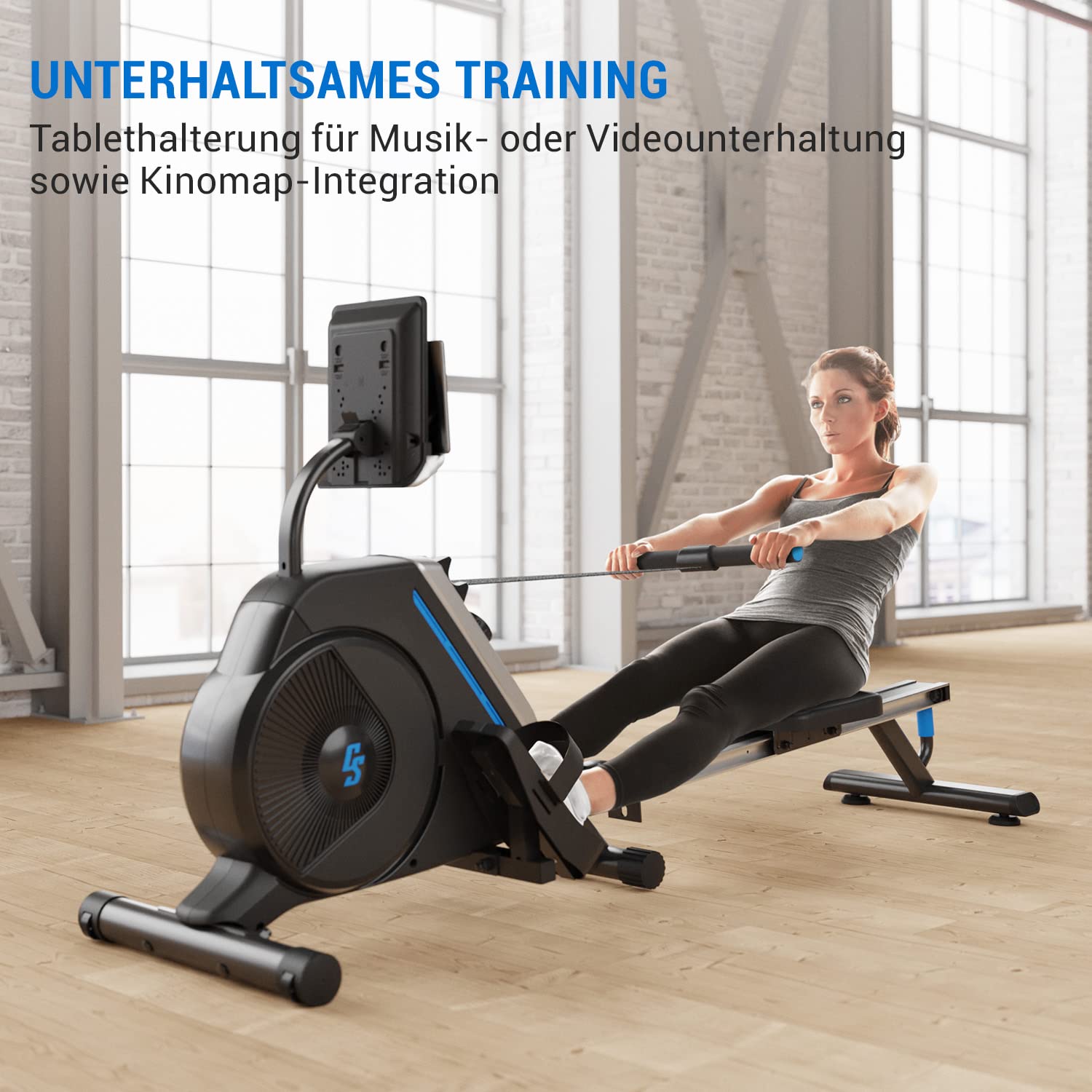 Capital Sports Rudergerät für Zuhause, Kompakter Rowshaper, Klappbar mit 8 Stufen, LCD-Monitor, Bodenrollen, Row Shaper mit Magnetwiderstand, Cardio, Fitnessgeräte
