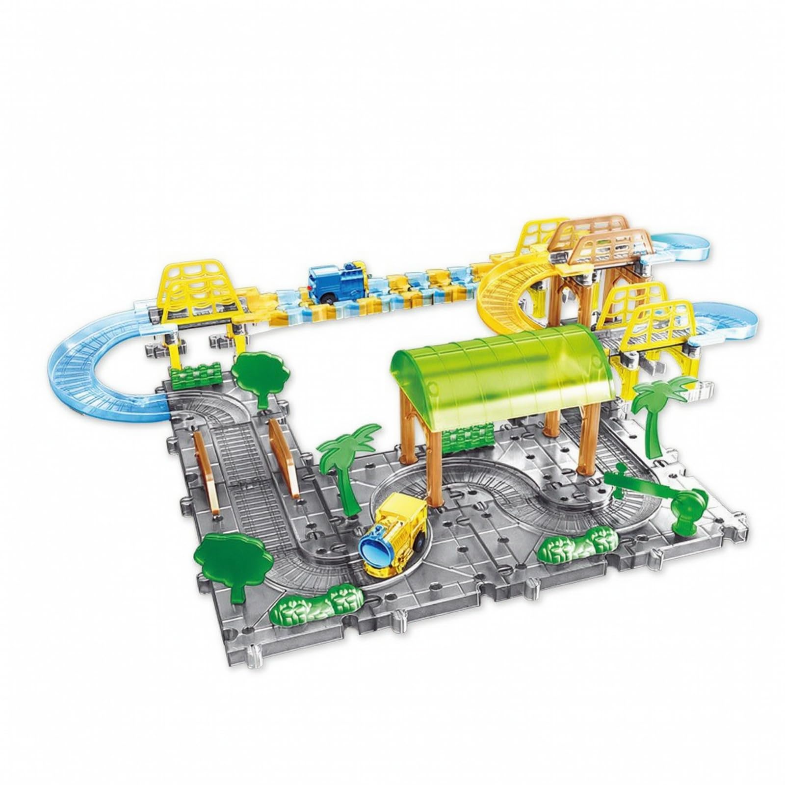 Trenino Elettrico da Plastica Educativo Set Trenino con Binari Incastro Creativo Treno Motorizzato con Binari per Bambini