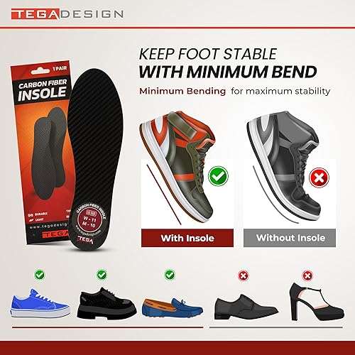 Miniatura 2 de TEGA Plantilla de fibra de carbono (1 par) para césped, fracturas de pies, Hallux Rigidus y Limitus  Inserto rígido para zapatos deportivos,